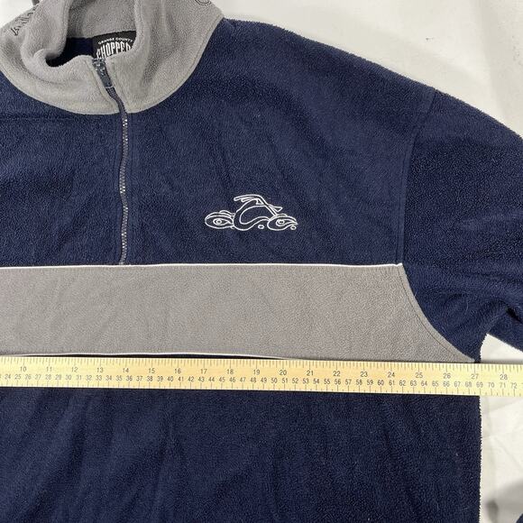 VINTAGE ORANGE COUNTY CHOPPERS MOTORCYCLE FLEECE 1/4 ZIP 2XL Y2K PULLOVER - Picture 10 of 11
